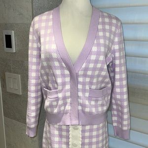 Maje purple white checker print cardigan size 2